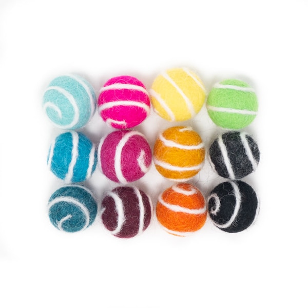 5 Pieces 2.5 CM Swirl Felt Balls, Felt Pom Poms, Felt Balls, Felt Poms, Wool Felt Beads, Felted Balls, Felt Beads, Felt Ball Garland