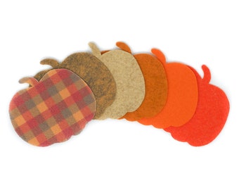 12 Assorted Pumpkin Wool Blend Felt Die Cuts / Appliques