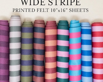 Wide Stripes Printed Felt Sheets | Crafting and Sewing Felt | 10"x16" Sheets | Kid Friendly