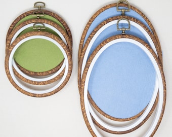 Wood Grain Embroidery Hoops - Circle & Oval | Fiber Art Wall Decor