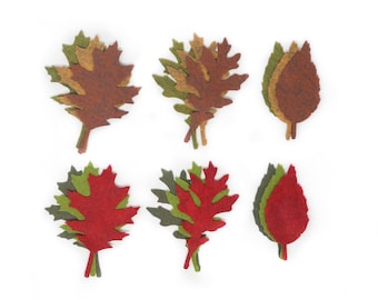 18 Assorted Tattered Fall Leaf Wool Blend Felt Die Cuts