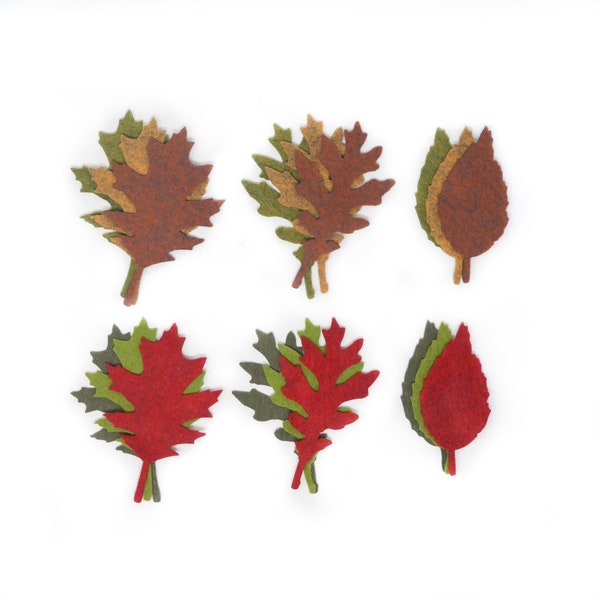 18 Assorted Tattered Fall Leaf Wool Blend Felt Die Cuts