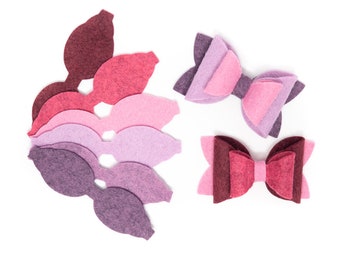 3 inch wool Felt die Cuts // 6 Bows - Vineyard Grapes or Mix and Match
