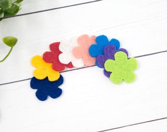 80 pieces Itsy Bitzy Mini Flowers Wool Felt Die Cut Applique Flowers 5 Color Schemes