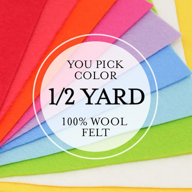 1/2 Yard 100% Merino Wool Felt - Cut to order - You Choose Color - 2mm Thick image 1