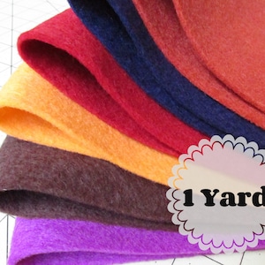 1 Yard 100% Merino Wool Felt - Cut to order - You Choose Color