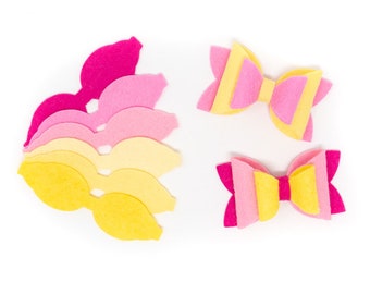 3 inch wool Felt die Cuts // 6 Bows - Summer Sunset or Mix and Match