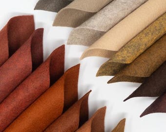 15pc 9"X12" Brown Colors Collection Merino Wool blend Felt