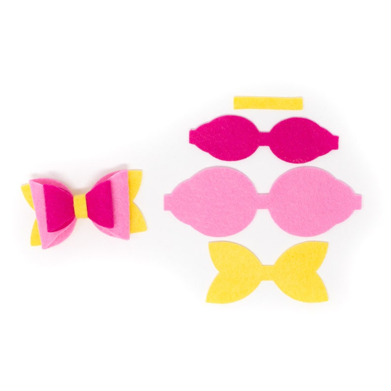 Summer Sunset or Mix and Match 3 inch wool Felt die Cuts 6 Bows
