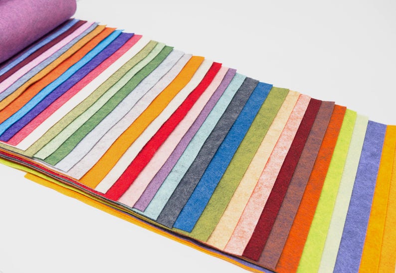 Colección de 35 piezas de colores jaspeados: sábanas de fieltro de mezcla de lana merino imagen 4