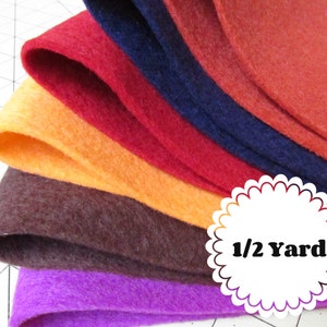 1/2 Yard 100% Merino Wool Felt - Cut to order - You Choose Color