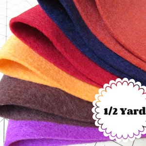 1/2 Yard 100% Merino Wool Felt - Cut to order - You Choose Color - 2mm Thick