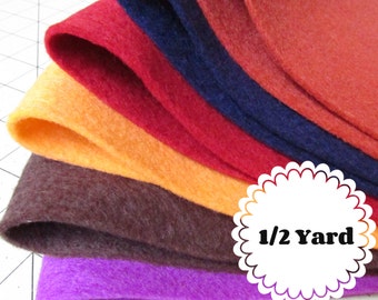 1/2 Yard 100% Merino Wool Felt - Cut to order - You Choose Color