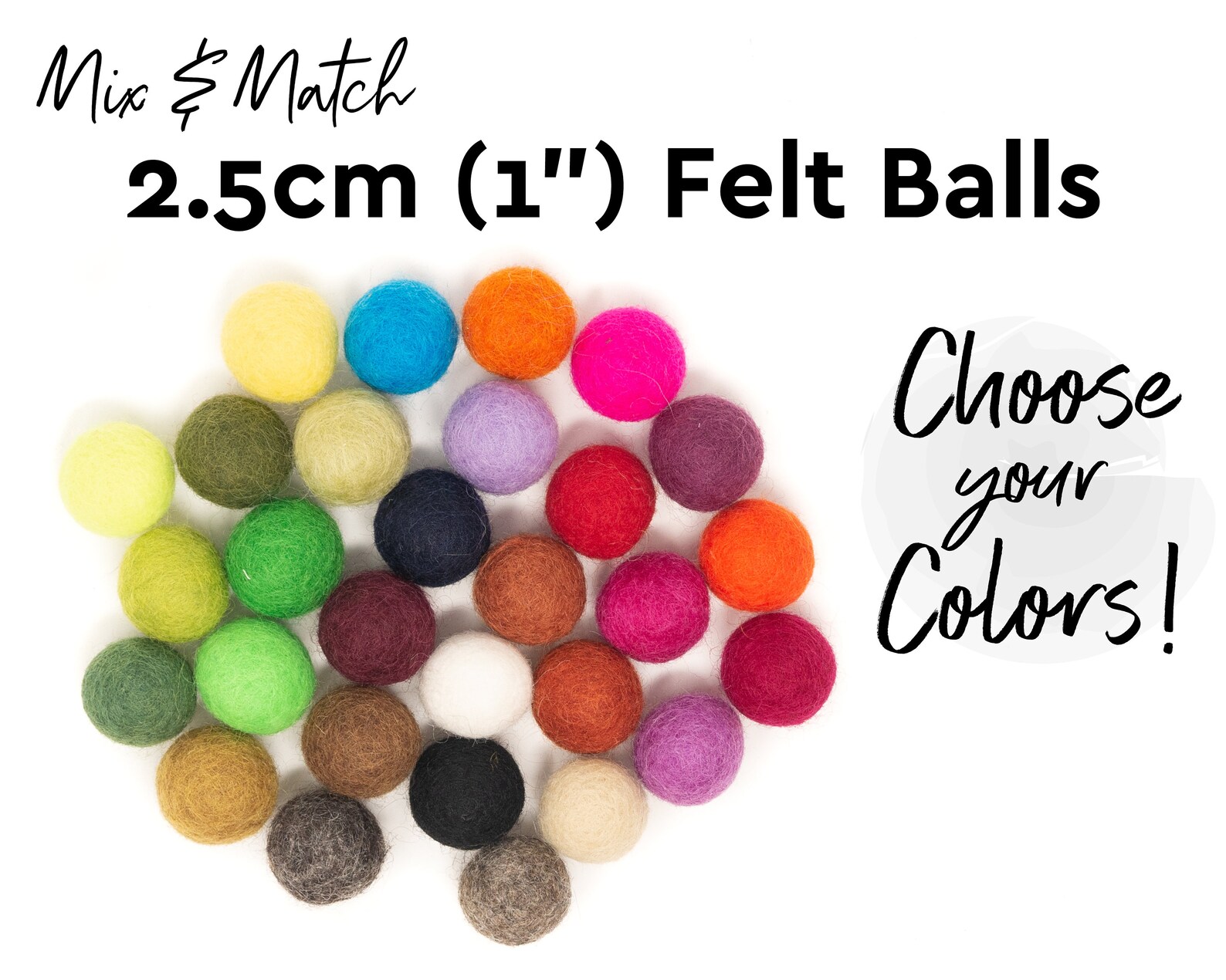 2.5 CM Felt Balls Felt Pom Poms Felt Balls Felt Poms Wool Etsy