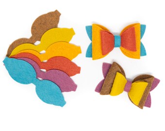 3 inch wool Felt die Cuts // 6 Bows - Hayride or Mix and Match