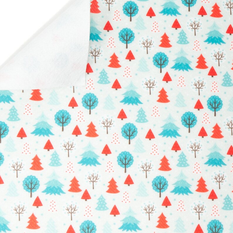 Snow Topped Trees Premium Printed Felt Sheet Made in USA Baby Safe
