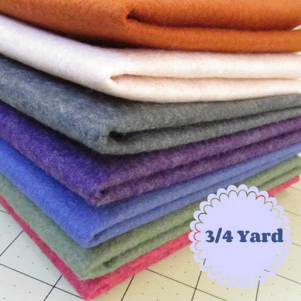 3/4 Yard Merino Wool blend Felt 35% Wool - Cut to order - You Choose Color