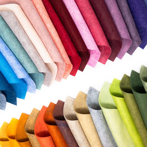 35 -  Heathered Colors Collection - Merino Wool blend Felt Sheets