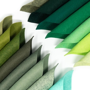 15 - 9&quot;X12&quot; Greens Colors Collection Merino Wool blend Felt