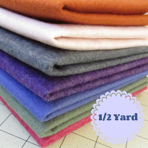 1/2 Yard Merino Wool blend Felt 35% Wool - Cut to order - You Choose Color