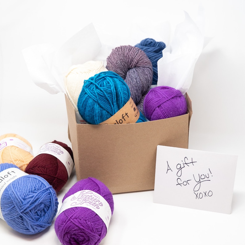 Yarn Gift Box 10 skiens Brown Sheep Wool assorted colors styles Gift card included