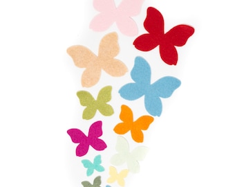 24 Pieces Butterfly Appliques / Wool Blend Felt / 3 Sizes / 6 Color Schemes