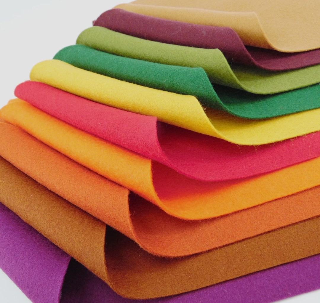 100 Merino Wool Felt Collection Autumn Colors Amazingly Soft 10 Pieces