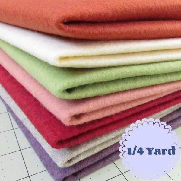 1/4 Yard Merino Wool blend Felt 20% Wool - Cut to order - You Choose Color