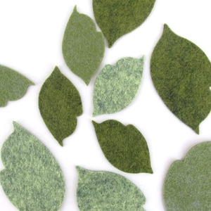 Wool Blend Flower Stem Leaves Die Cuts -                                16 Pieces Small / 12 Pieces Large