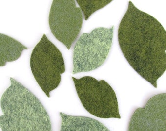 Wool Blend Flower Stem Leaves Die Cuts -                                16 Pieces Small / 12 Pieces Large