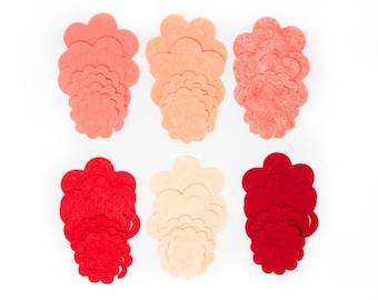 24 Wool Blend Felt 3D Roses Die Cut Applique Flowers - Sunset Poppies