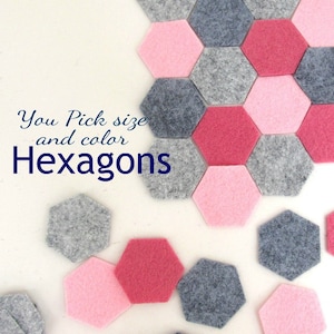 Felt Hexagons // Die cut Merino Wool blend felt // You pick size and Color