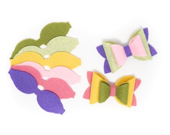 3 inch wool Felt die Cuts // 6 Bows - Spring Garden or Mix and Match
