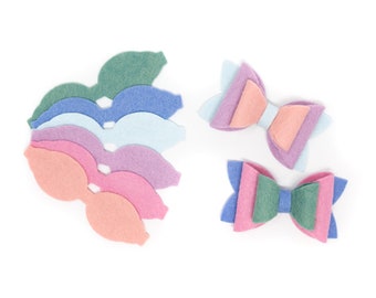 3 inch wool Felt die Cuts // 6 Bows - Pastel Dream or Mix and Match