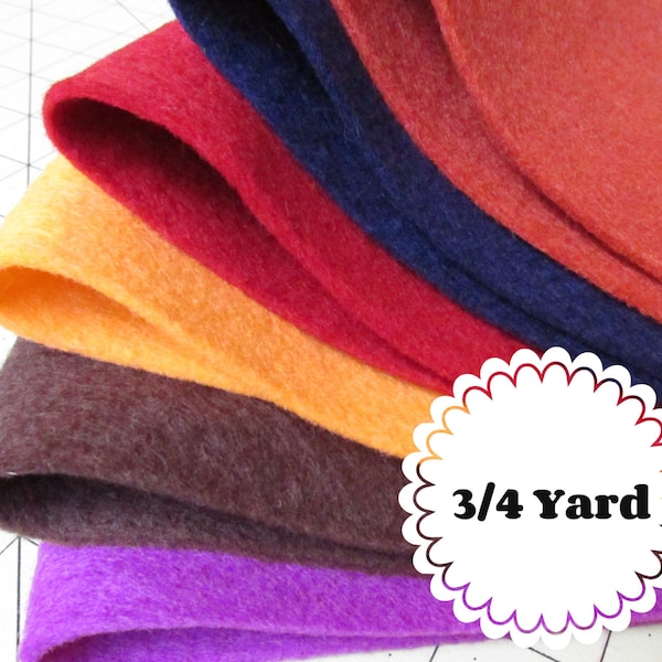 3/4 Yard 100% Merino Wool Felt - Cut to order - You Choose Color