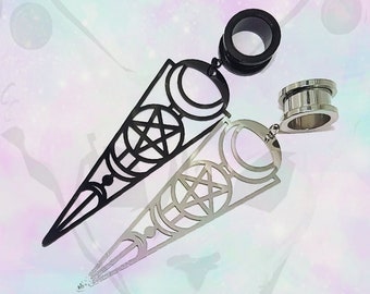 Paar Wicked pentagram wicca gothic hanger bungel oordopje tunnel tot 30 mm