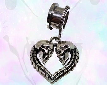 Wicked Ear Plug Skull Lovers Hanger Dangle Tribal Earring Tunnel Heks
