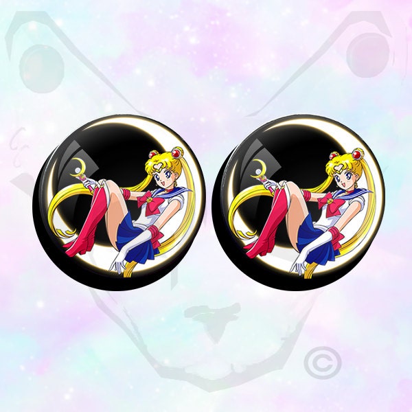 Big Size Pair  Glitter Sailor Moon  Super Cute Ear Plugs Gauges up to 50mm (2")