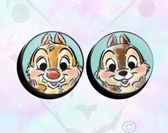 Big Size-paar Chip and Dale Cute Face-on-oordopjes tot 50 mm (2")