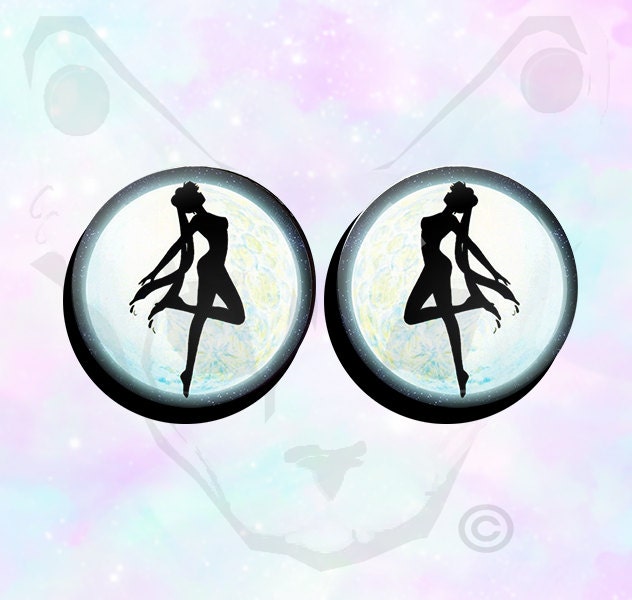 Sailor Moon Ear Plugs: Handmade Acrylic Body Jewelry (Pair)
