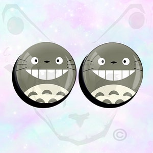 Par de tapones para los oídos Kawaii Totoro de gran tamaño de hasta 50 mm (2")