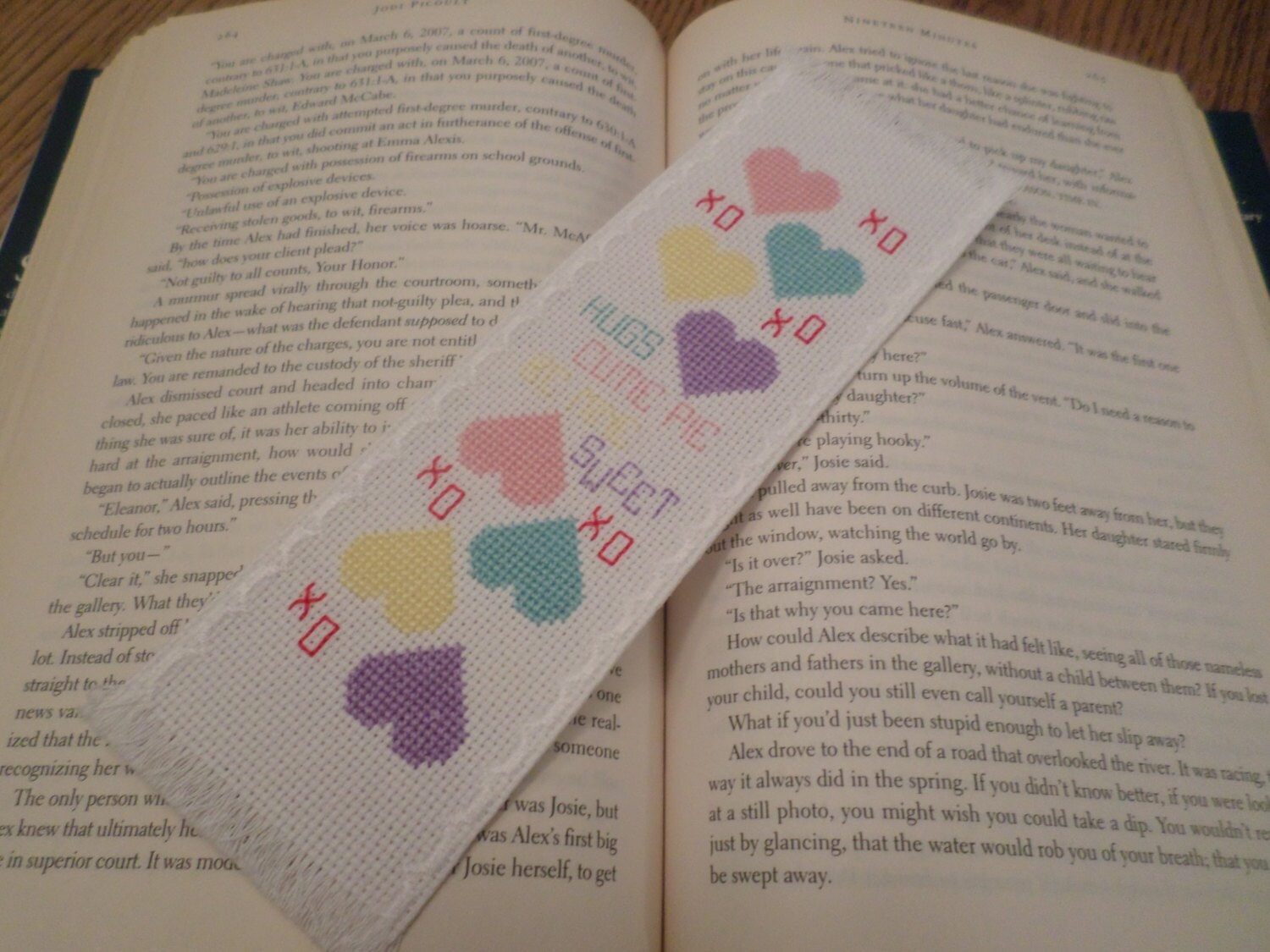 Valentine Candy Hearts Cross Stitched Bookmark | Etsy