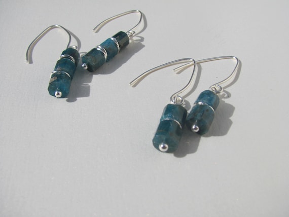 Three Apatite Sterling Silver Earrings Three Apatite Sterling Silver Earrings