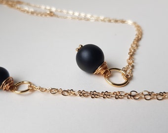 Gold necklace Shungite necklaces Stone pendant 24k gold plated chain Black stone jewelry Natural stone Necklace Minimalist jewelry