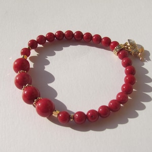 Pulseira de miçangas, pulseira de pedras preciosas, pulseira de jade vermelha, pulseira de pingente, contas banhadas a ouro 24 kg, contas de jade polidas, pulseira para presente