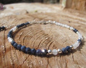 Sodalite bracelet Beaded bracelet Tiny bracelet AAA Sodalite faceted beads Opal faceted beads Sterling silver beads Ideal for gift