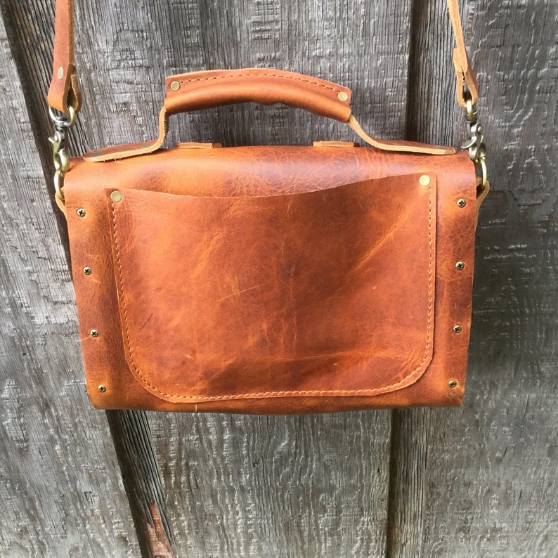 Hand made leather satchel messenger bag or cross body bag Etsy