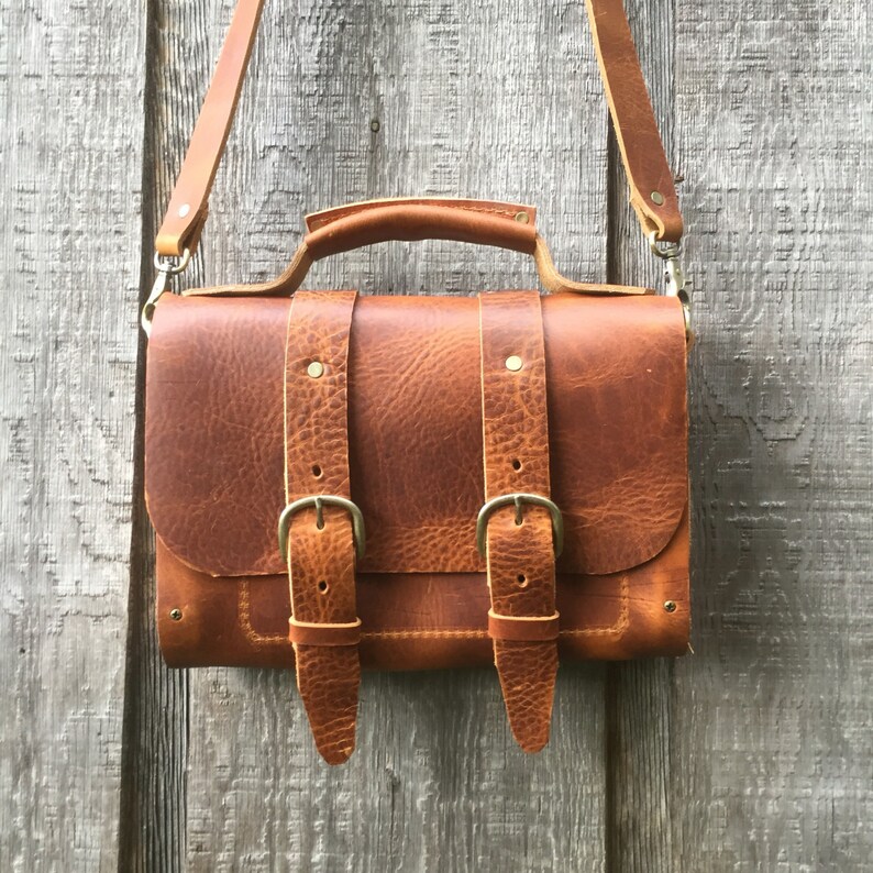 Hand made leather satchel messenger bag or cross body bag Etsy