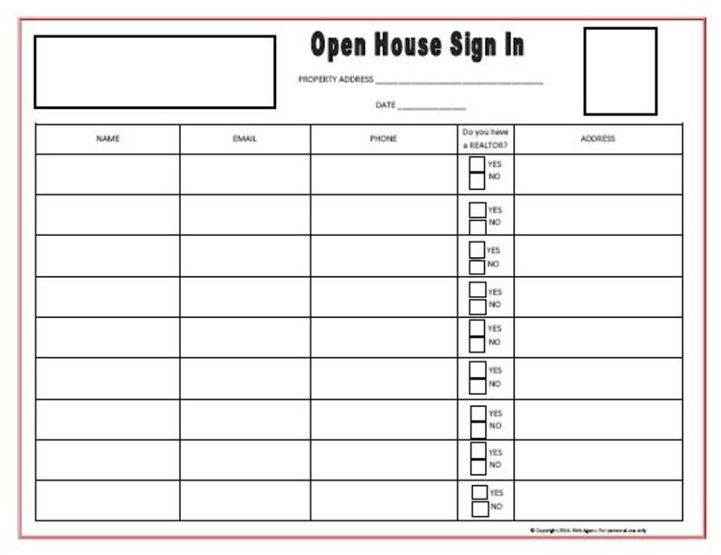open house sign in sheet red real estate forms open etsy