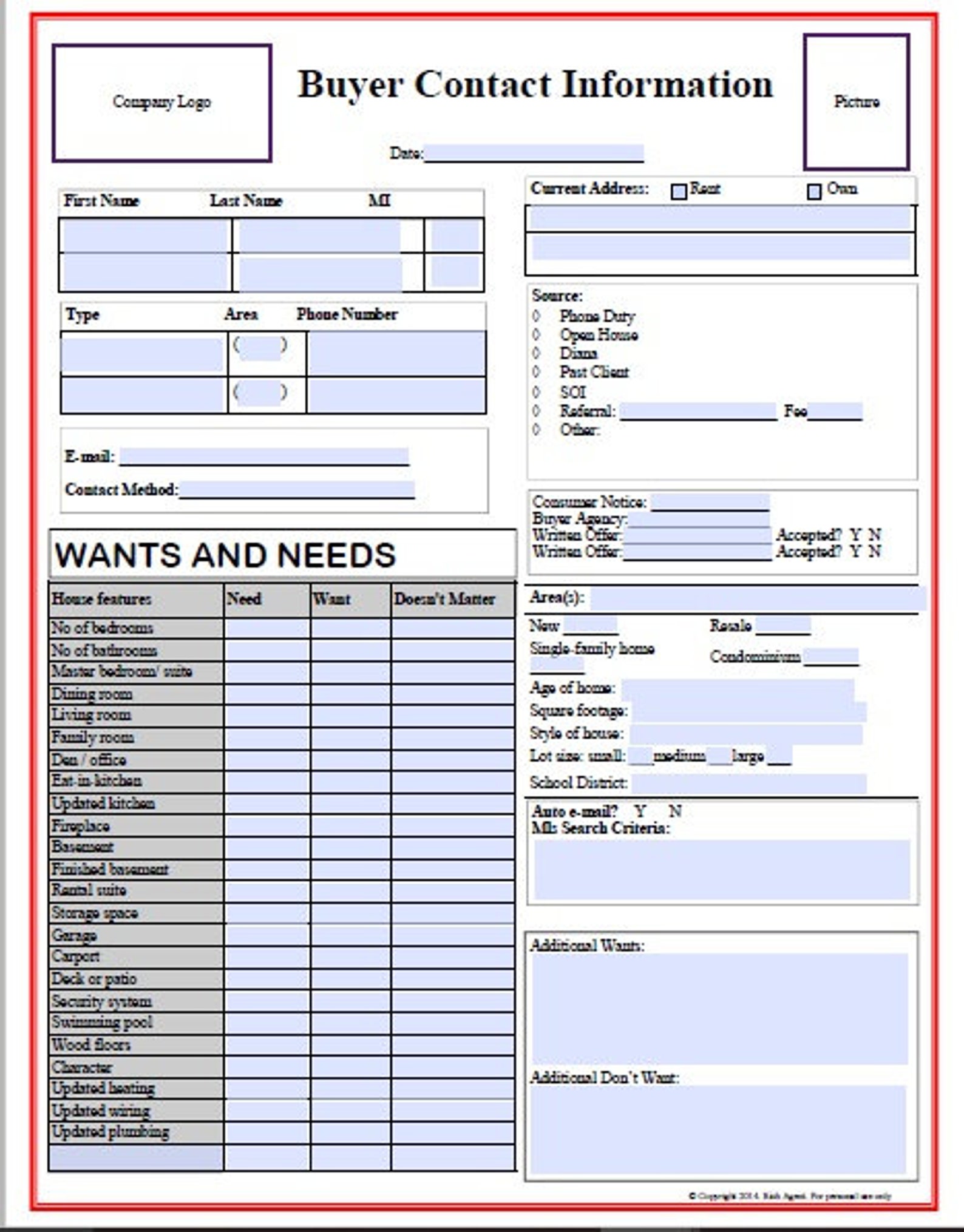 The Red Package Set of 3 Forms Buyer Contact Open House Etsy